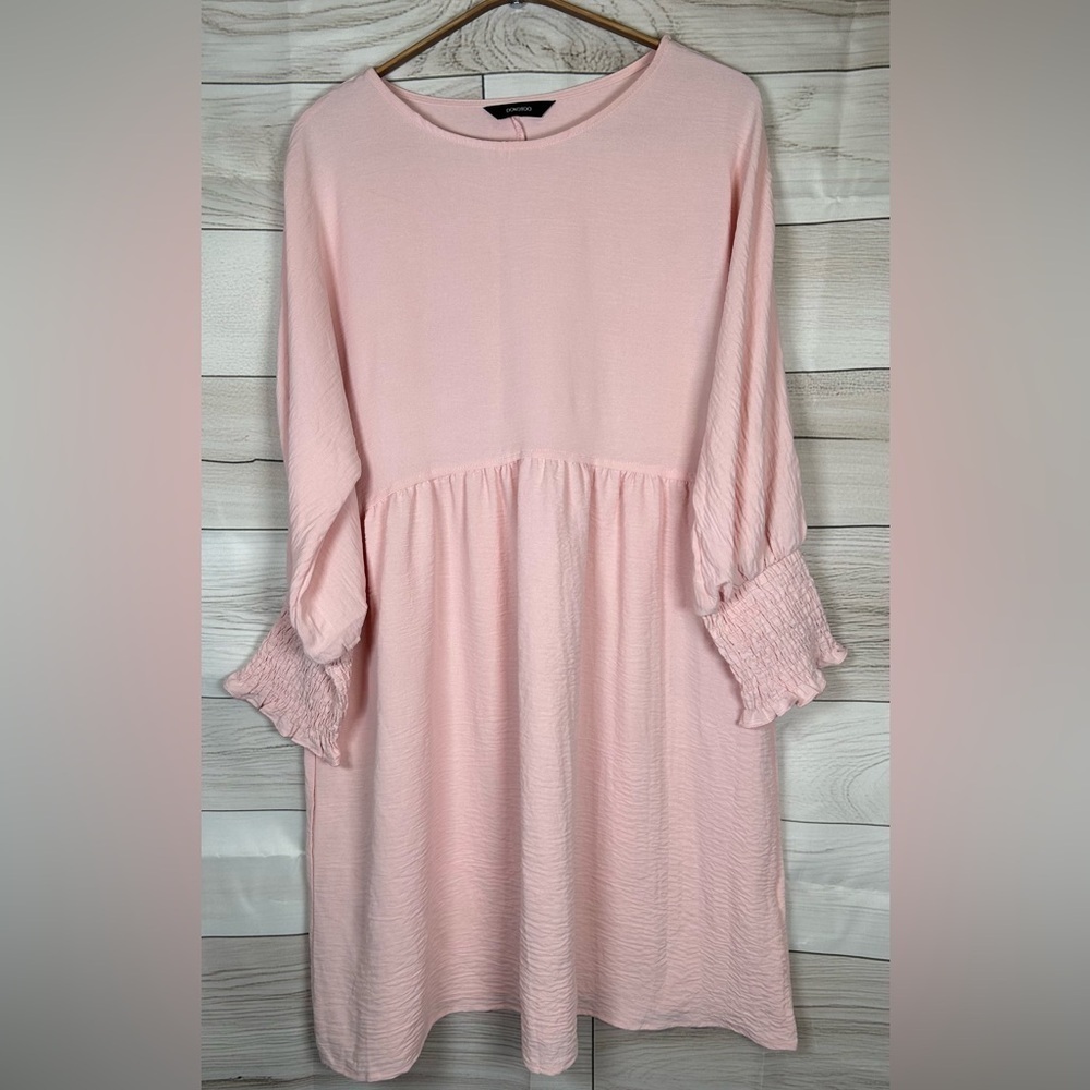 Dokotoo Adorable Pink Women's Dress. Long Sleeves- Cinched Wrist. Easter. Spring